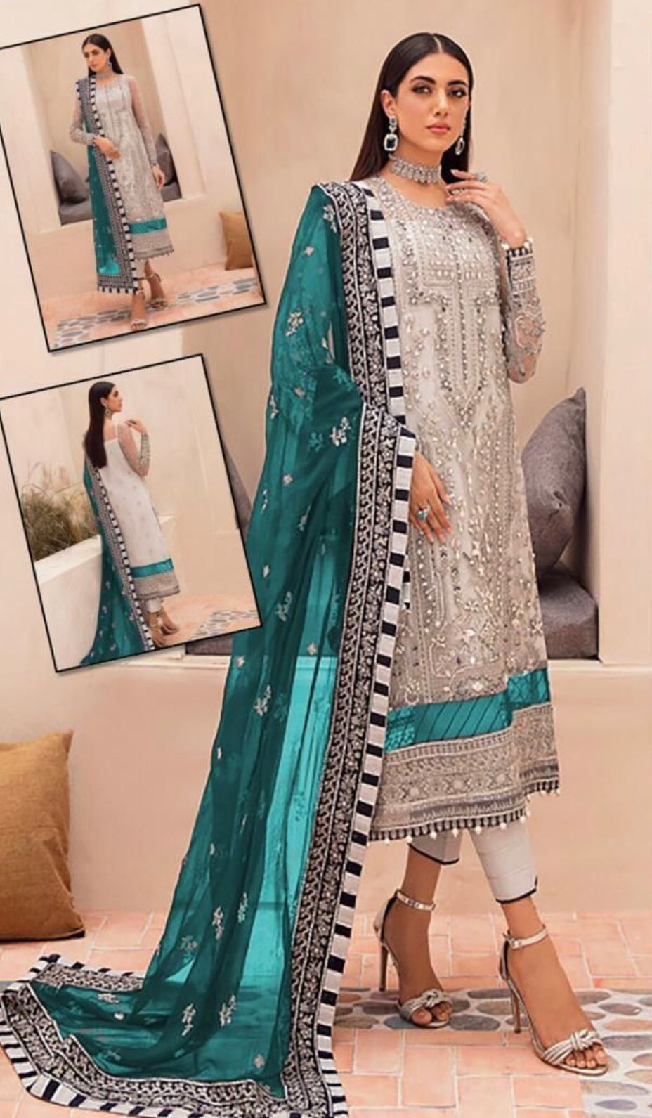 Gulaal 3Pcs Embroidered Organza Dress|Factory outlet