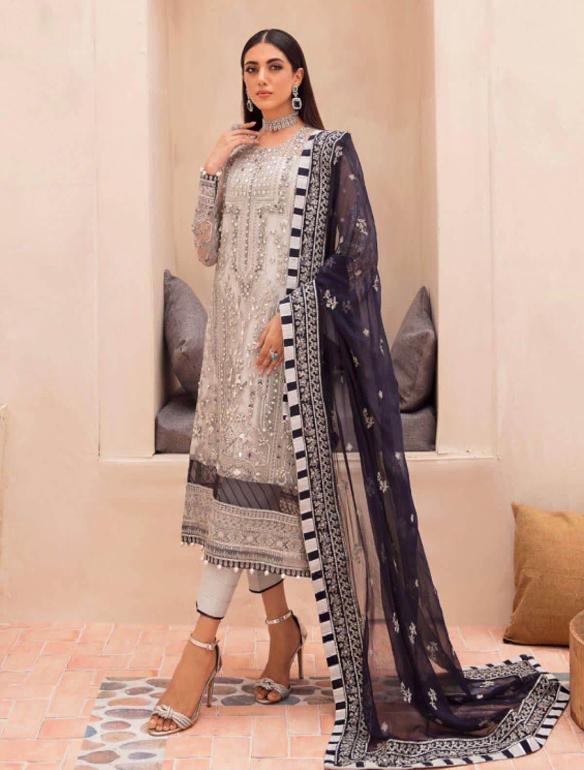 Gulaal 3Pcs Embroidered Organza Dress|Factory outlet