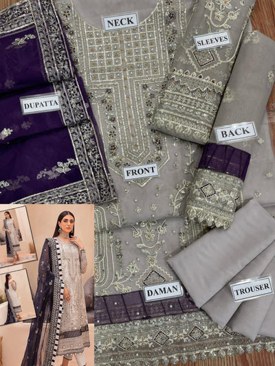Gulaal 3Pcs Embroidered Organza Dress|Factory outlet