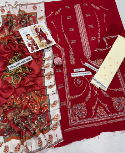 Dhanak 3pc unstitched heavy chiken kari|Factory outlet