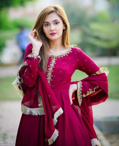 HIGH QUALITY FABRIC THREE PIECE MAXI