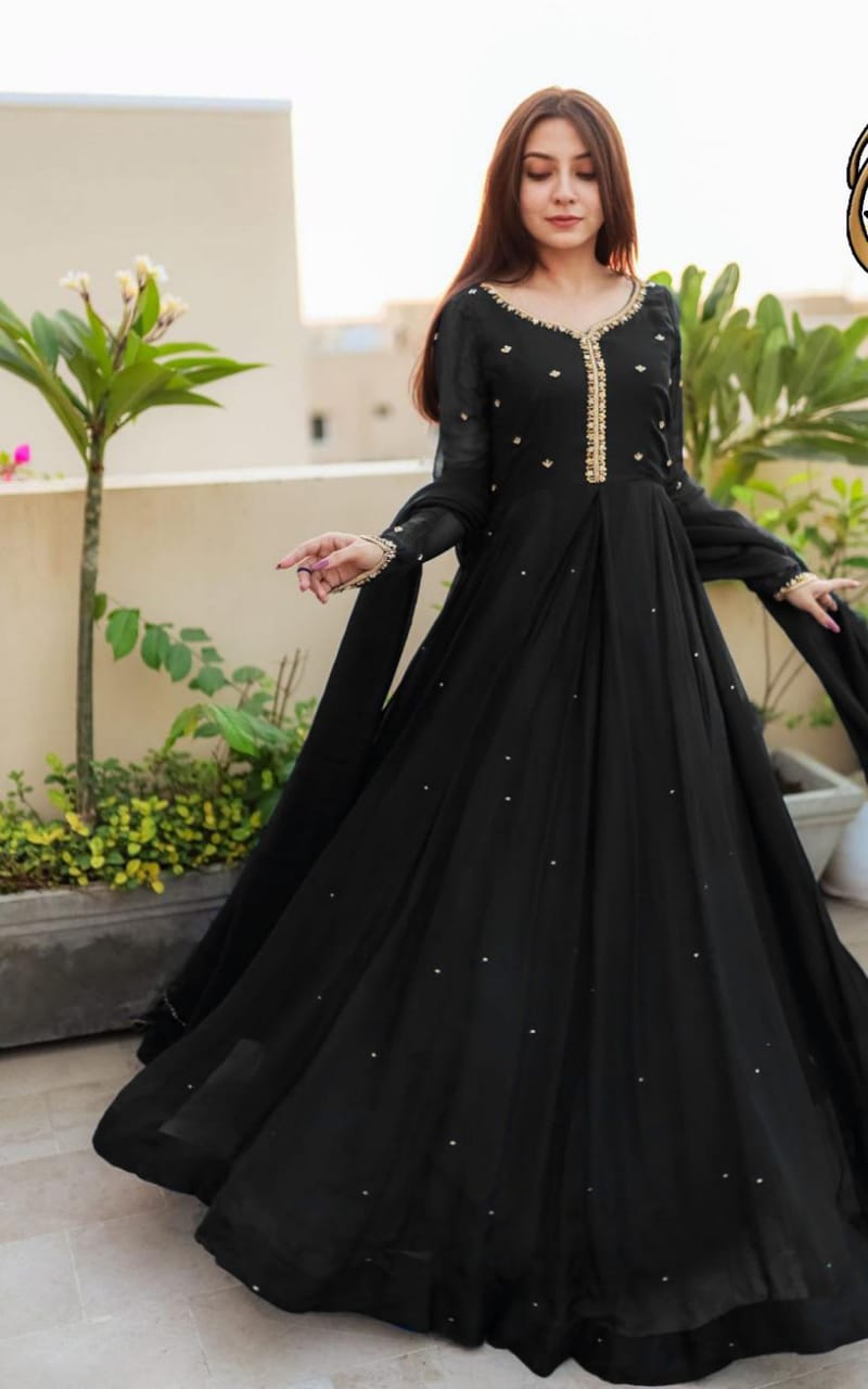 THREE PIECE CHIFOON  STICHED MAXI