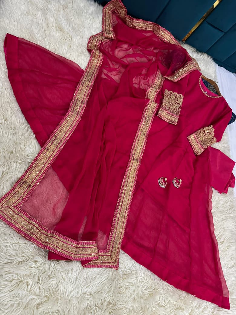 Heavy embroidered chiffon maxi