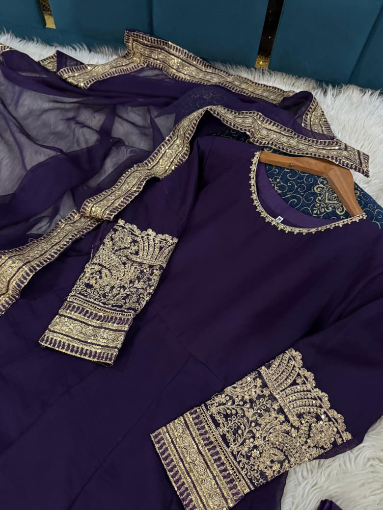 Heavy embroidered chiffon maxi