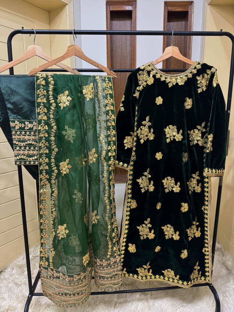 Luxury Micro Velvet Embroidered 3PC Suit – New Arrival