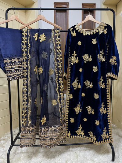 Luxury Micro Velvet Embroidered 3PC Suit – New Arrival